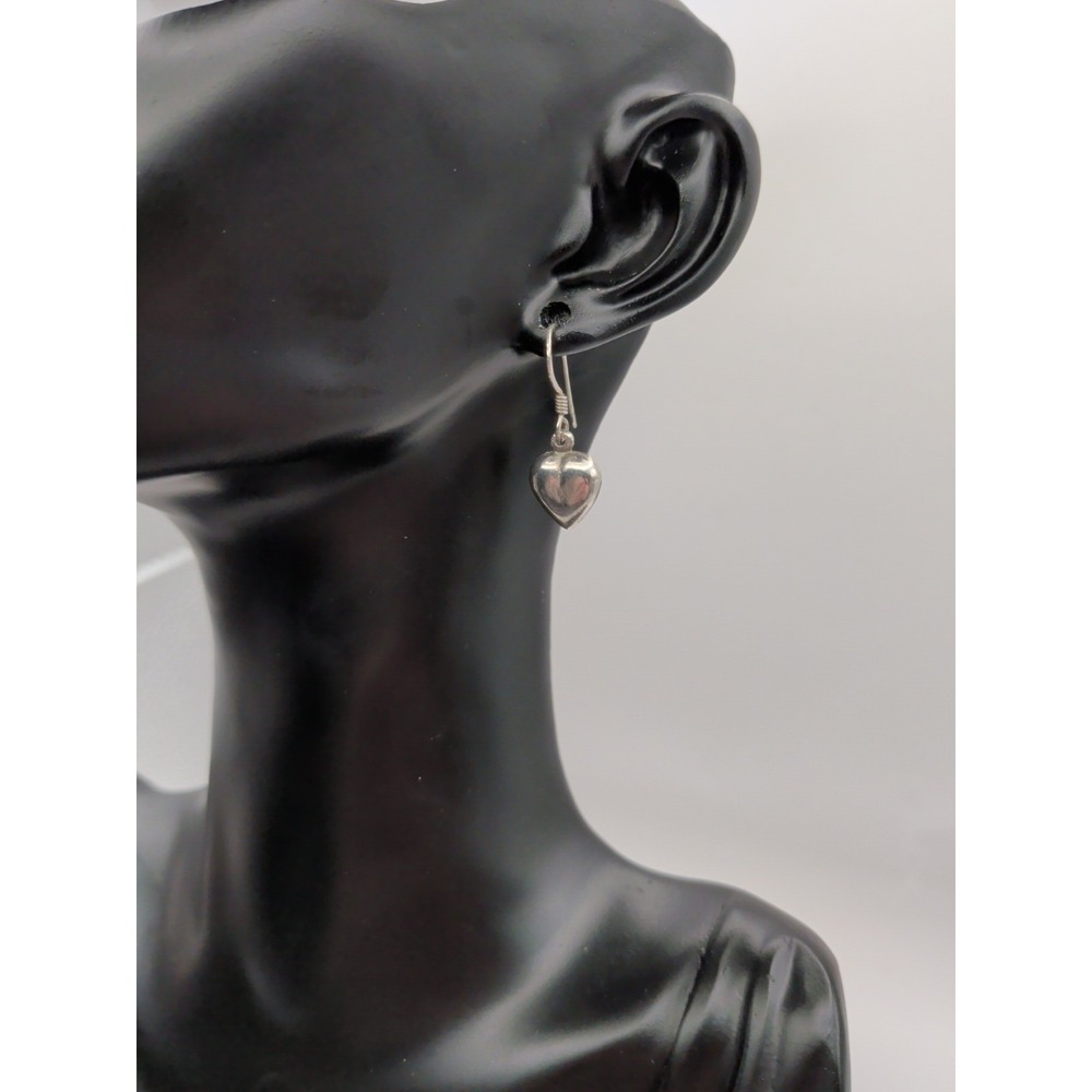 Pair Of 1.5" Sterling Silver Heart Earrings